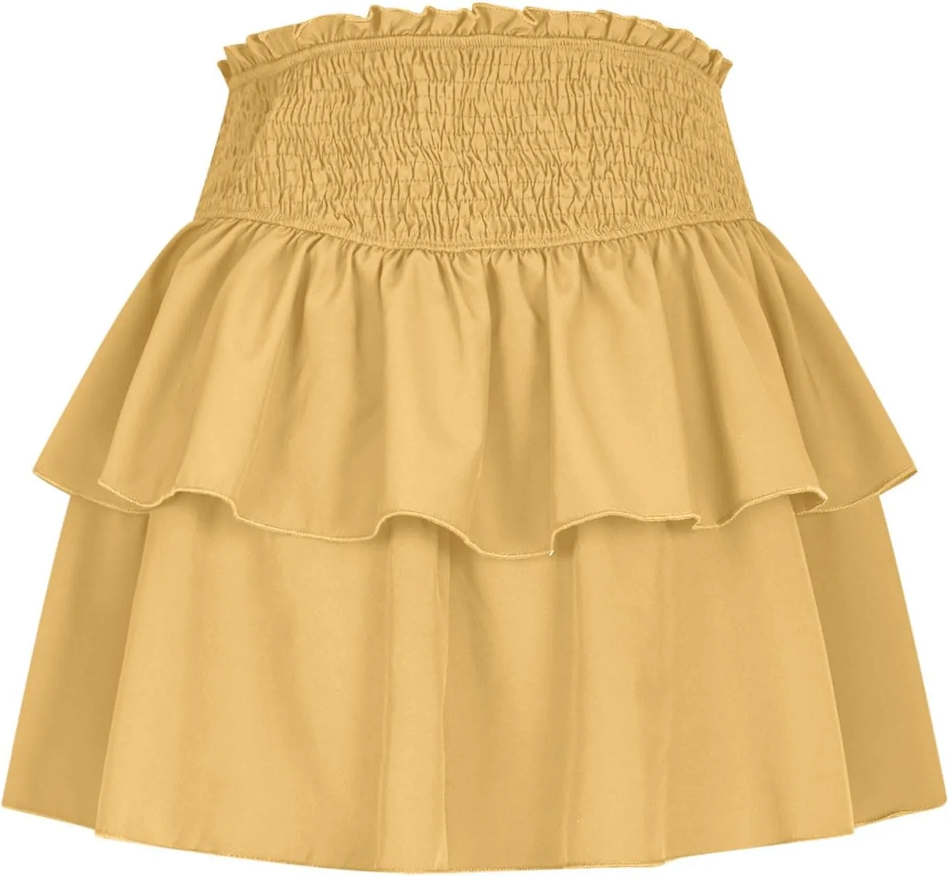 2025 New Skirts for Women Classic Layered Short Skirt Solid Color High Waisted Casual Skirt Pleated Beach Boho Skirt