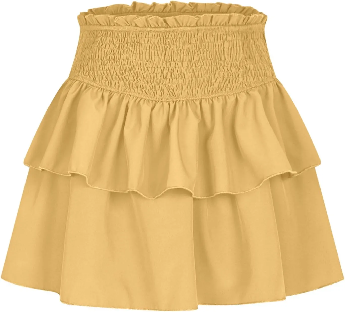2025 New Skirts for Women Classic Layered Short Skirt Solid Color High Waisted Casual Skirt Pleated Beach Boho Skirt