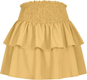 2025 New Skirts for Women Classic Layered Short Skirt Solid Color High Waisted Casual Skirt Pleated Beach Boho Skirt