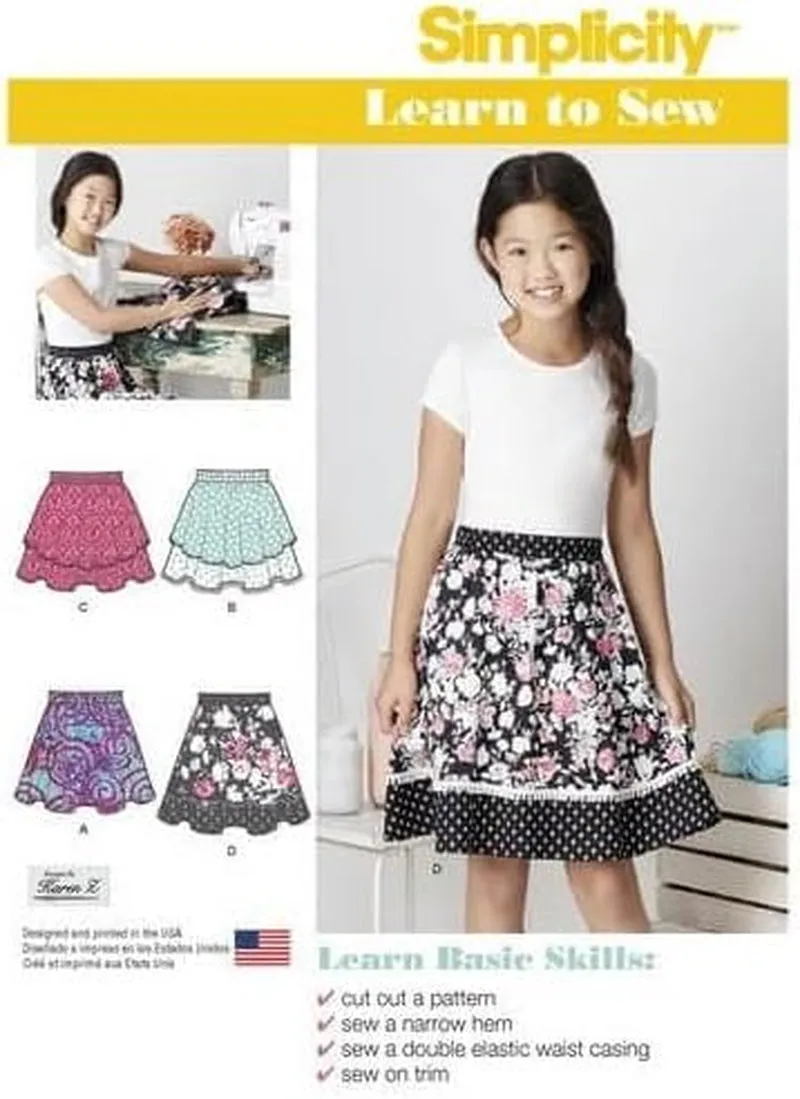 8106 Easy to Sew Girl'S Layered Skirt Sewing Pattern, Size 8-16