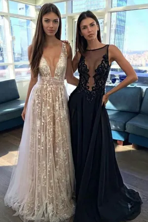 A Line Prom Dresses,V-neck Sexy Evening Party Dresses, Long Formal Dress PFP0960