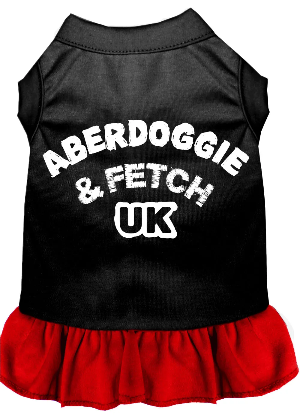 Aberdoggie Uk Screen Print Dog Dress Black With Red Xl
