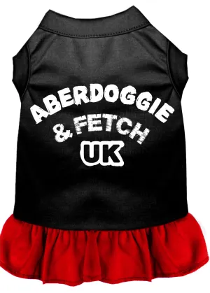 Aberdoggie Uk Screen Print Dog Dress Black With Red Xl