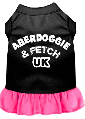 Aberdoggie Uk Screen Print Dress Black With Bright Pink Xl