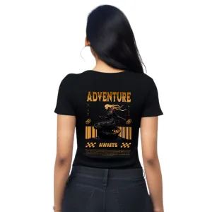 Adventure awaits womens cotton printed T-shirt
