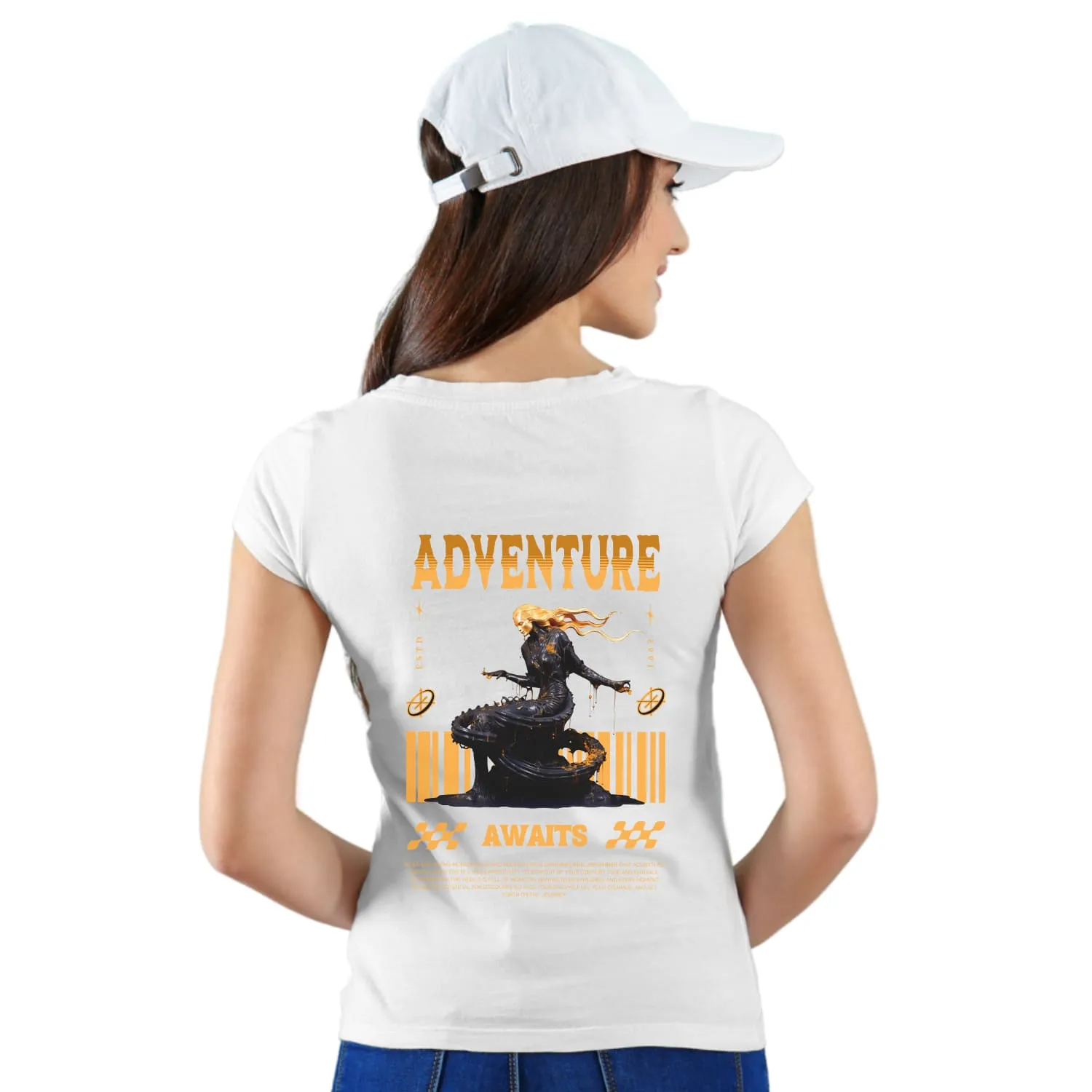 Adventure awaits womens cotton printed T-shirt