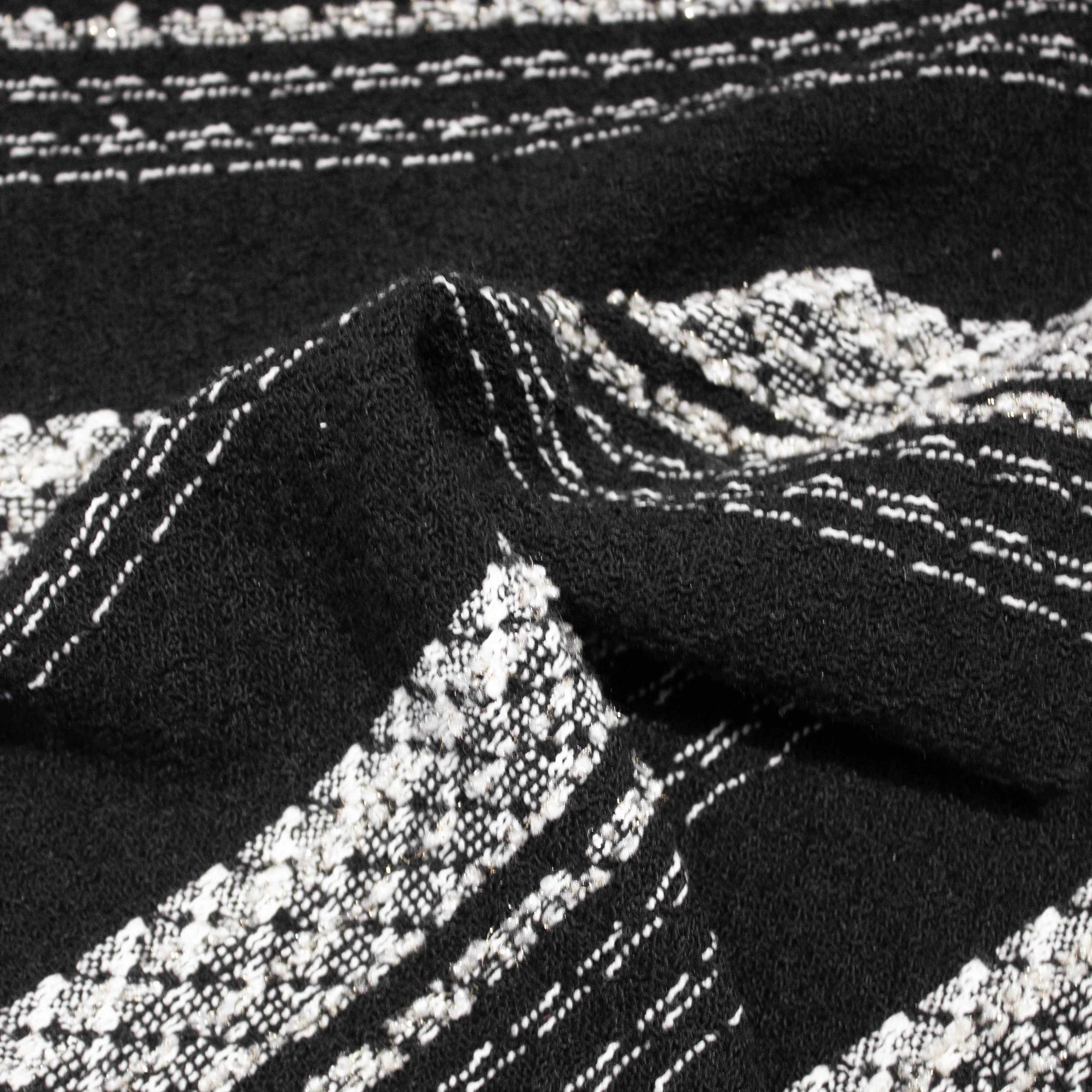 Aline Black & White Striped Wool Lurex Blend