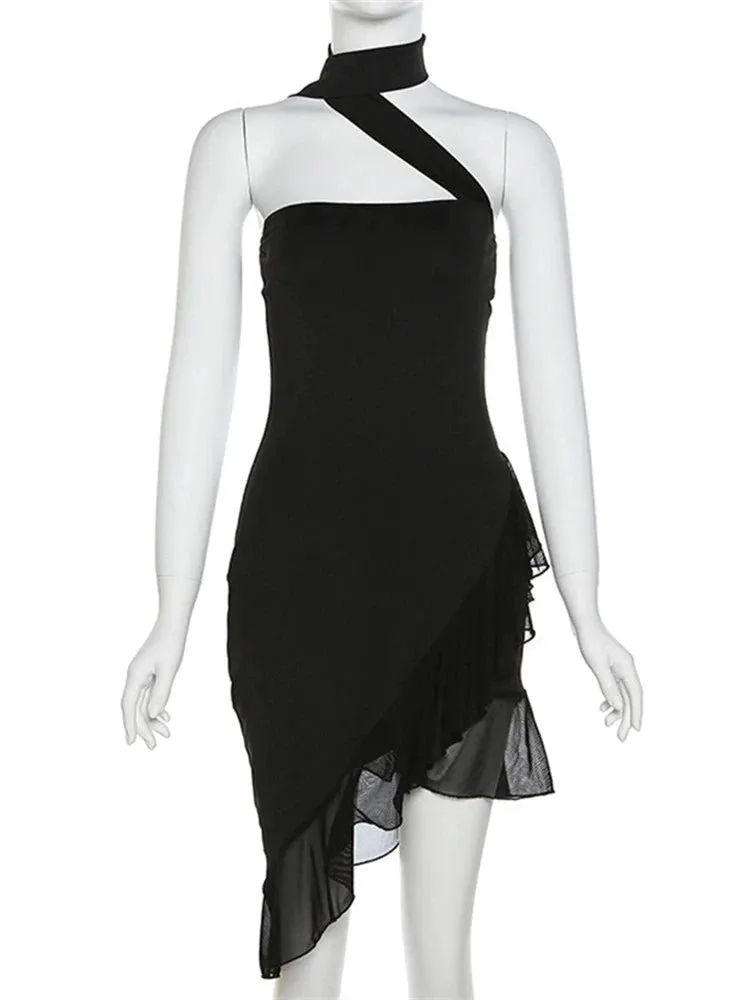 Amozae-Christmas Outfits New Year's Eve Dress Night Out Club Dresses cute winter outfits Baylor Asymmetric Ruffle Dress