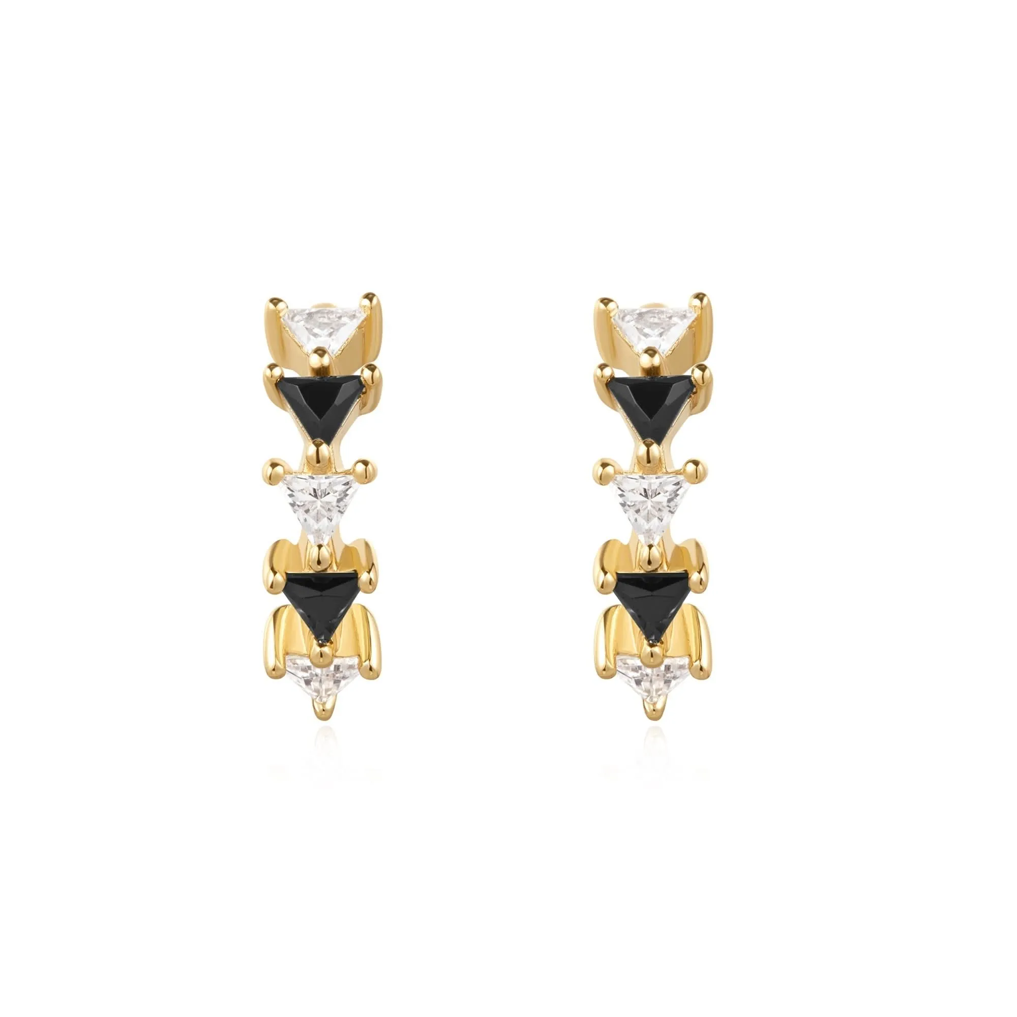Ania Haie Gold Black/White Triangular Cubic Zirconia Huggies E059-13G