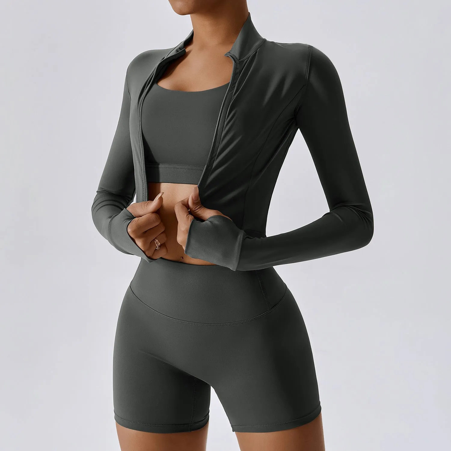 Anna  Skinny Yoga-Anzug aus veganem Leder mit Nude-Gefhl