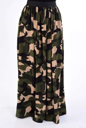 Army print Maxi Skirt