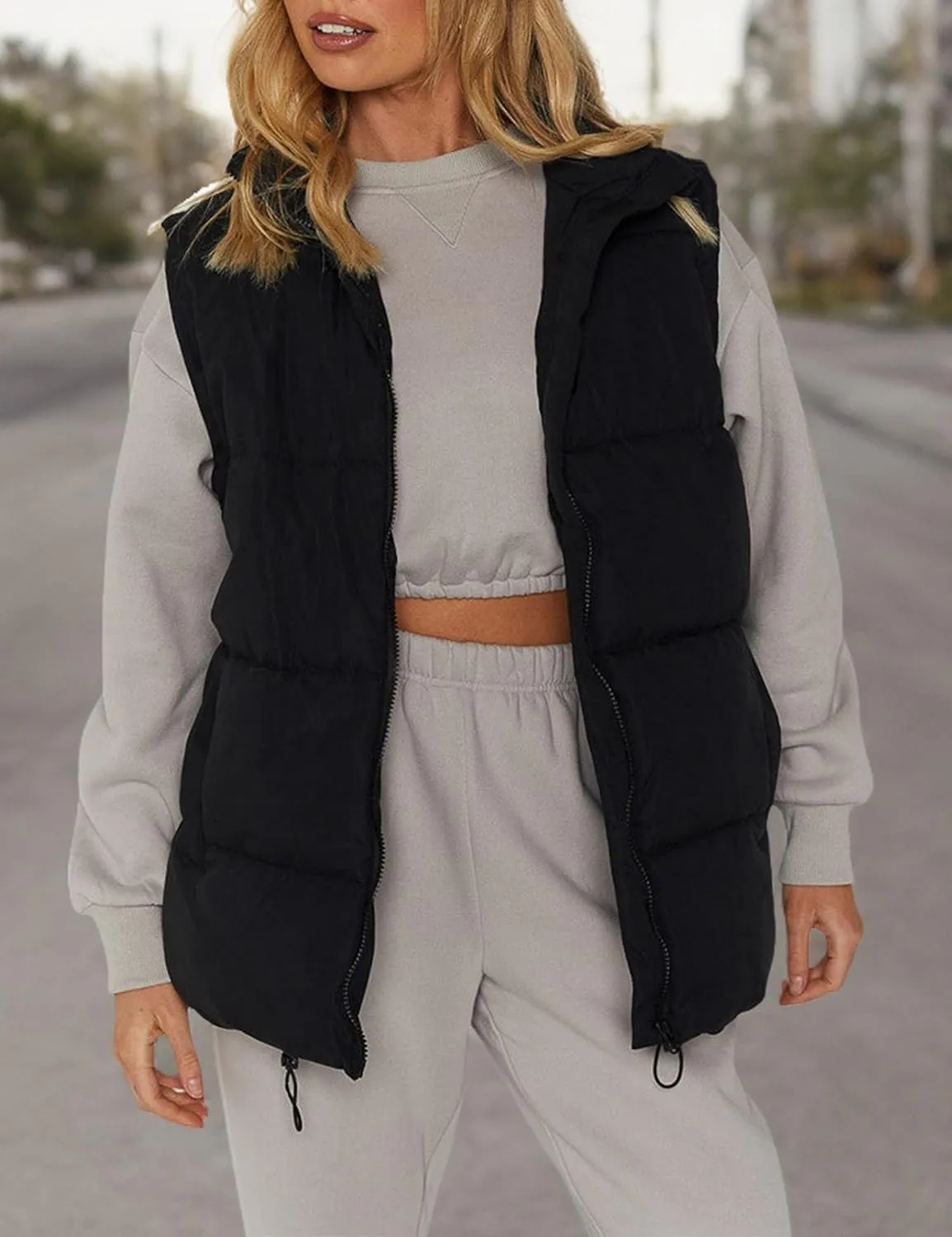 Athlisan Womens Zip Up Puffer Vest Stand Collar Sleeveless Padded Jacket Coat