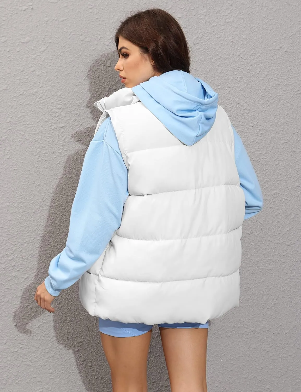 Athlisan Womens Zip Up Puffer Vest Stand Collar Sleeveless Padded Jacket Coat