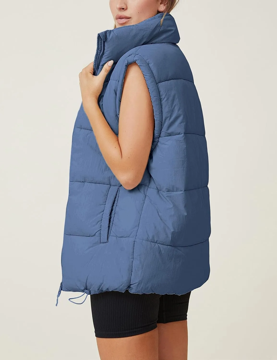 Athlisan Womens Zip Up Puffer Vest Stand Collar Sleeveless Padded Jacket Coat