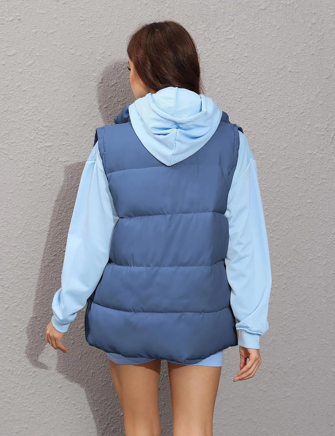 Athlisan Womens Zip Up Puffer Vest Stand Collar Sleeveless Padded Jacket Coat