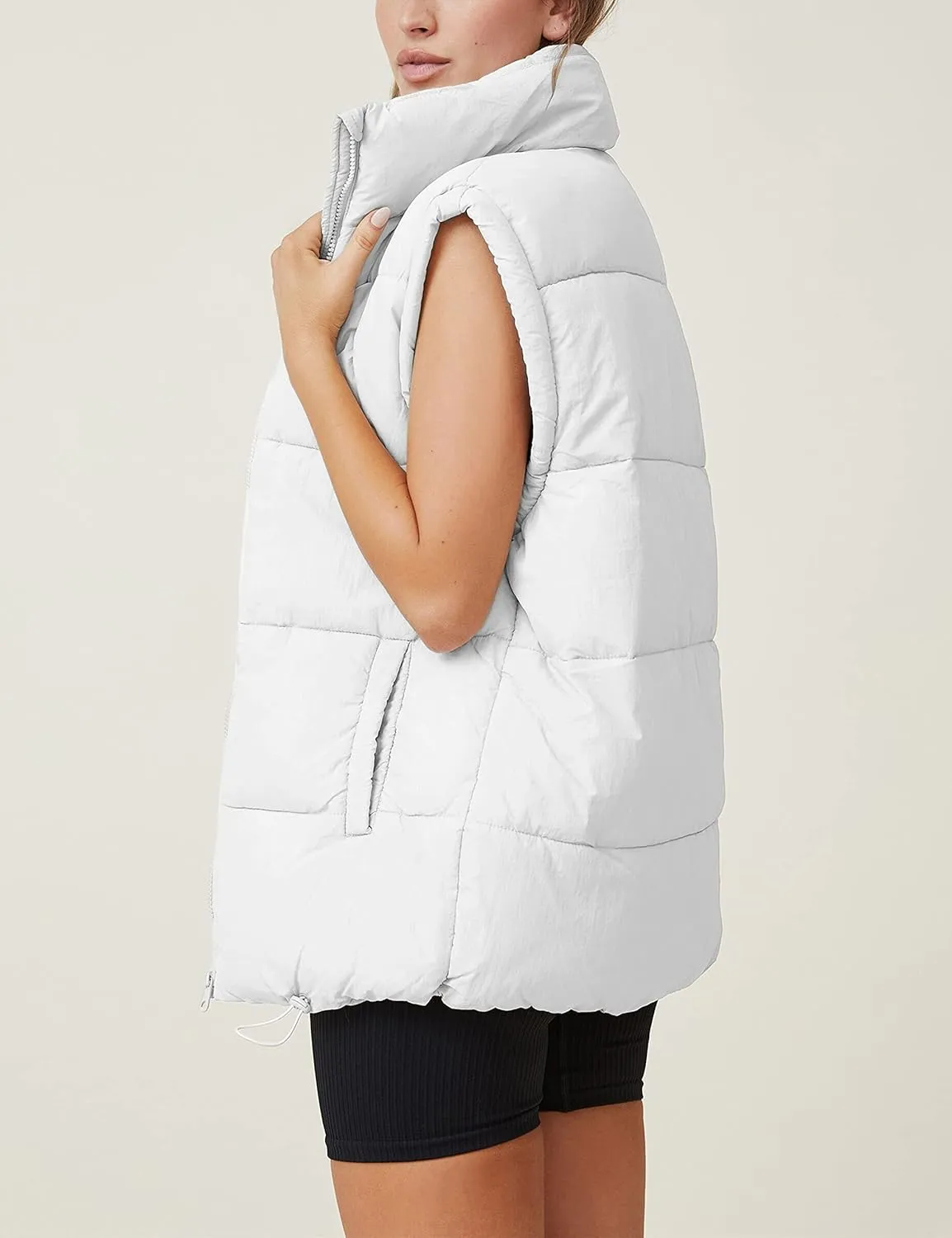 Athlisan Womens Zip Up Puffer Vest Stand Collar Sleeveless Padded Jacket Coat