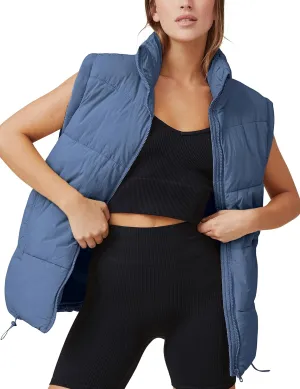 Athlisan Womens Zip Up Puffer Vest Stand Collar Sleeveless Padded Jacket Coat