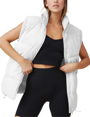 Athlisan Womens Zip Up Puffer Vest Stand Collar Sleeveless Padded Jacket Coat