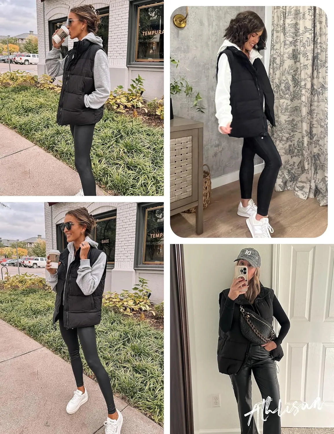 Athlisan Womens Zip Up Puffer Vest Stand Collar Sleeveless Padded Jacket Coat