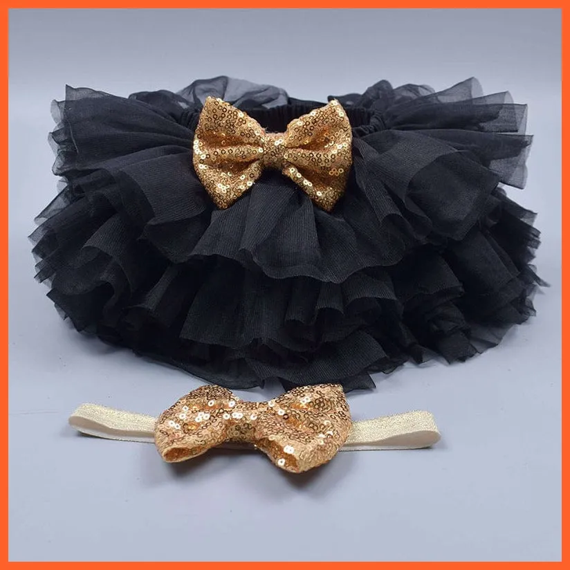 Baby Girls Infant Newborn 2Pcs Rainbow Short Skirts | Headband Set Tutu Skirts