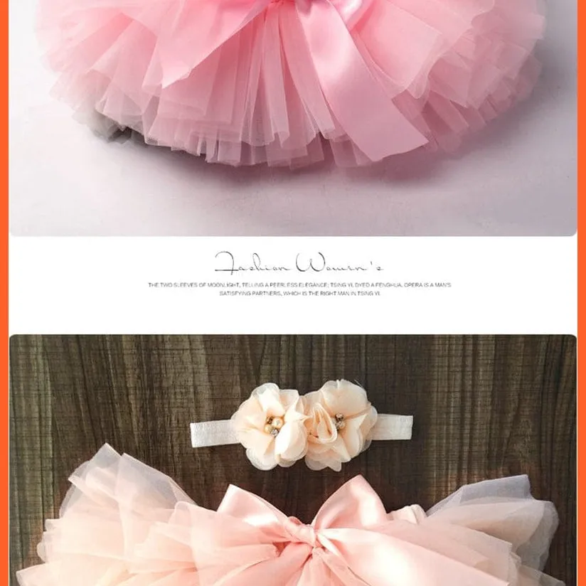 Baby Girls Infant Newborn 2Pcs Rainbow Short Skirts | Headband Set Tutu Skirts