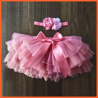 Baby Girls Infant Newborn 2Pcs Rainbow Short Skirts | Headband Set Tutu Skirts