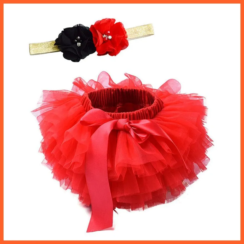 Baby Girls Infant Newborn 2Pcs Rainbow Short Skirts | Headband Set Tutu Skirts