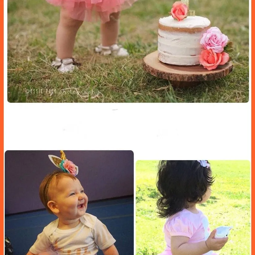 Baby Girls Infant Newborn 2Pcs Rainbow Short Skirts | Headband Set Tutu Skirts