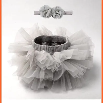 Baby Girls Infant Newborn 2Pcs Rainbow Short Skirts | Headband Set Tutu Skirts