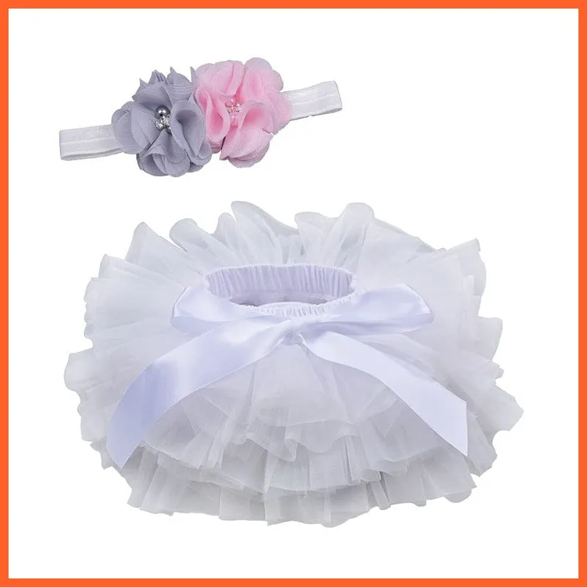 Baby Girls Infant Newborn 2Pcs Rainbow Short Skirts | Headband Set Tutu Skirts