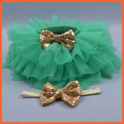 Baby Girls Infant Newborn 2Pcs Rainbow Short Skirts | Headband Set Tutu Skirts
