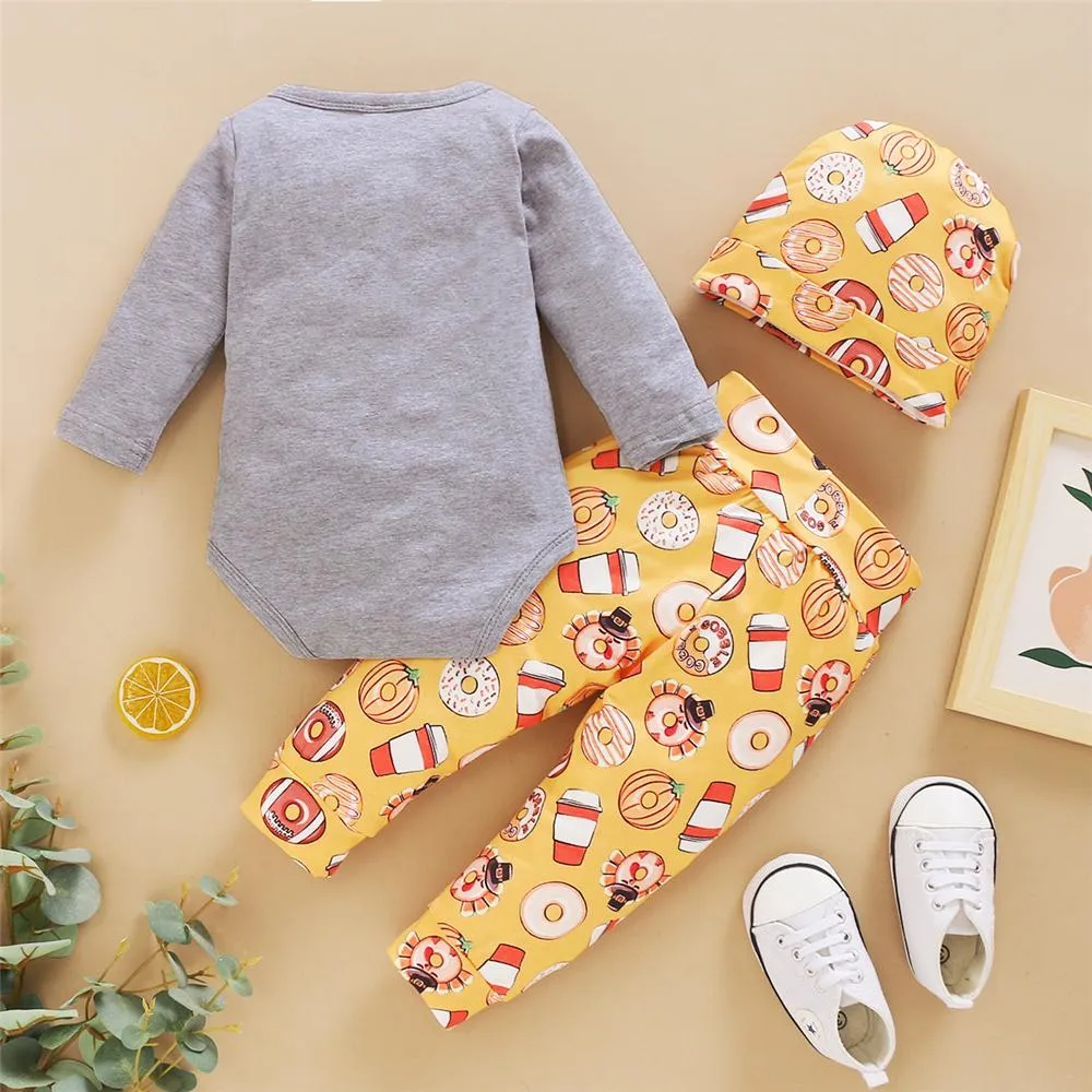 Baby Unisex Letter Printed Romper & Pants & Hat Baby Wholesales