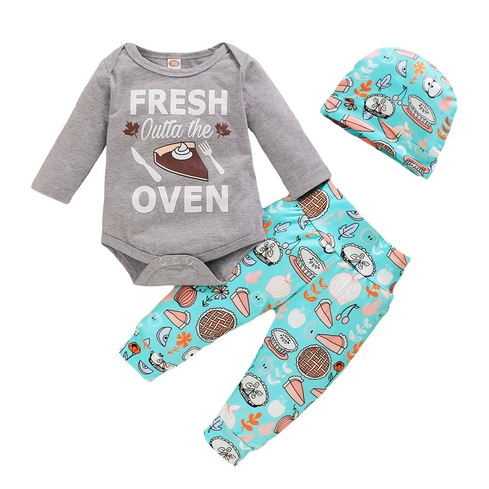 Baby Unisex Letter Printed Romper & Pants & Hat Baby Wholesales