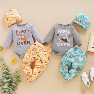 Baby Unisex Letter Printed Romper & Pants & Hat Baby Wholesales