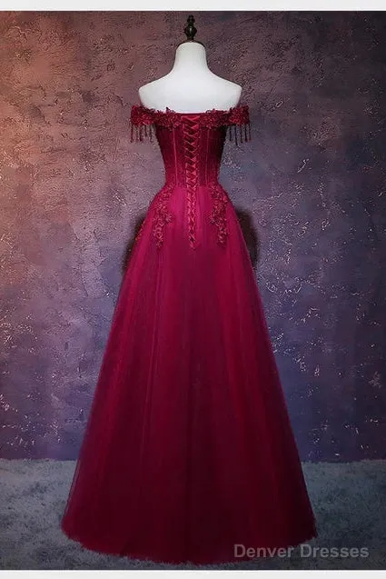 Beautiful Wine Red Tulle Sweetheart Long Prom Dress A-Line Party Dress Elegant Evening Dress