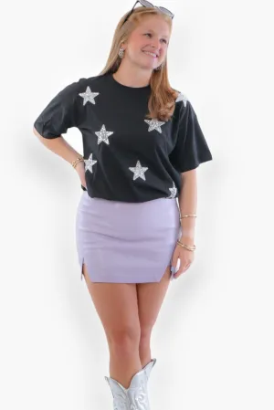 Black & Silver Sequin Star Tee