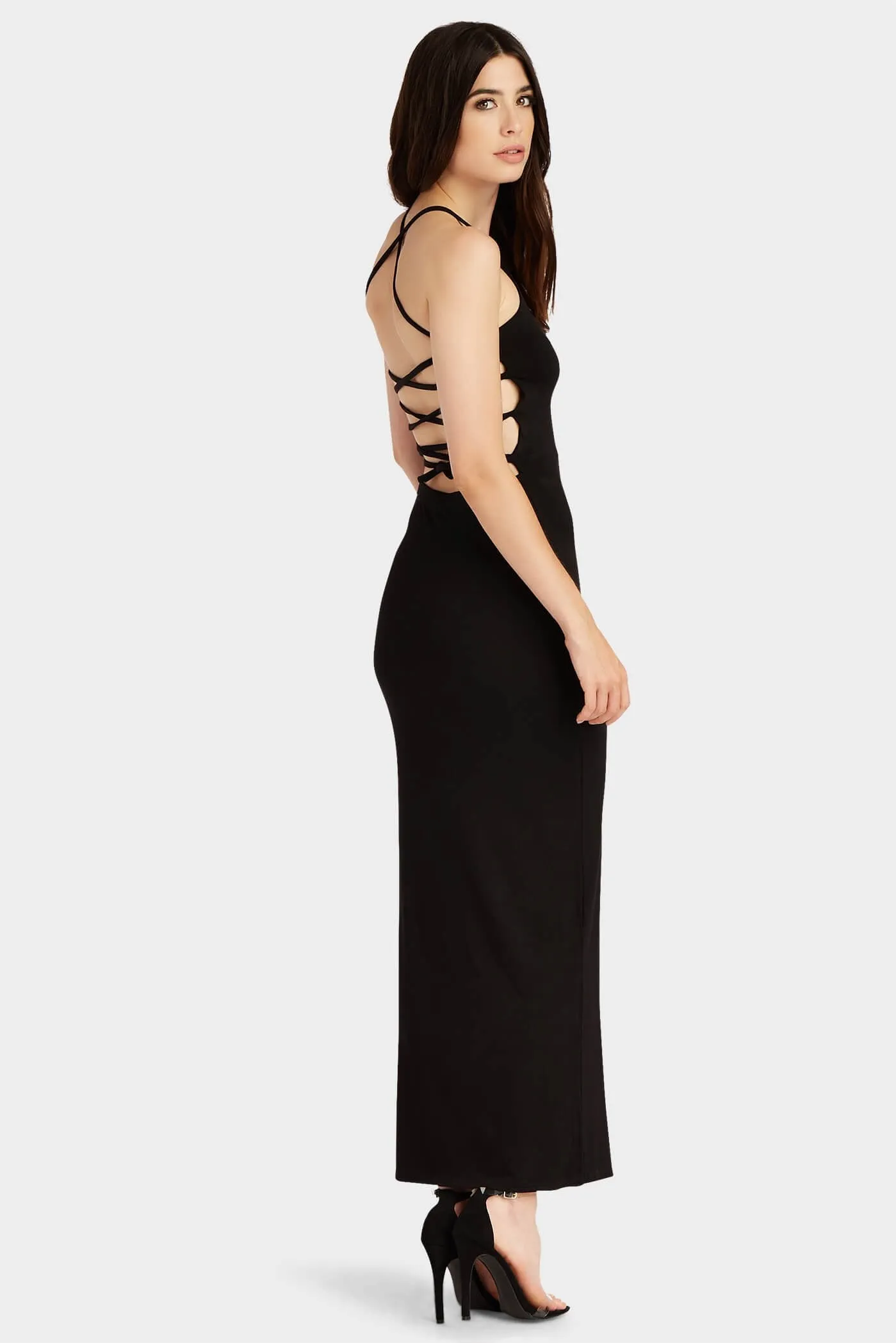 Black Strappy Back Maxi Dress