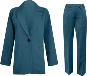 Blazer Sets for Women 2 Piece Outfits Business Casual Outfits Dressy Casual Pant Suits Plus Size Dress Pants Set