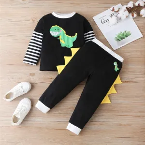 Boys Dinosaur Striped Long Sleeve Top & Pants Boys Wholesale