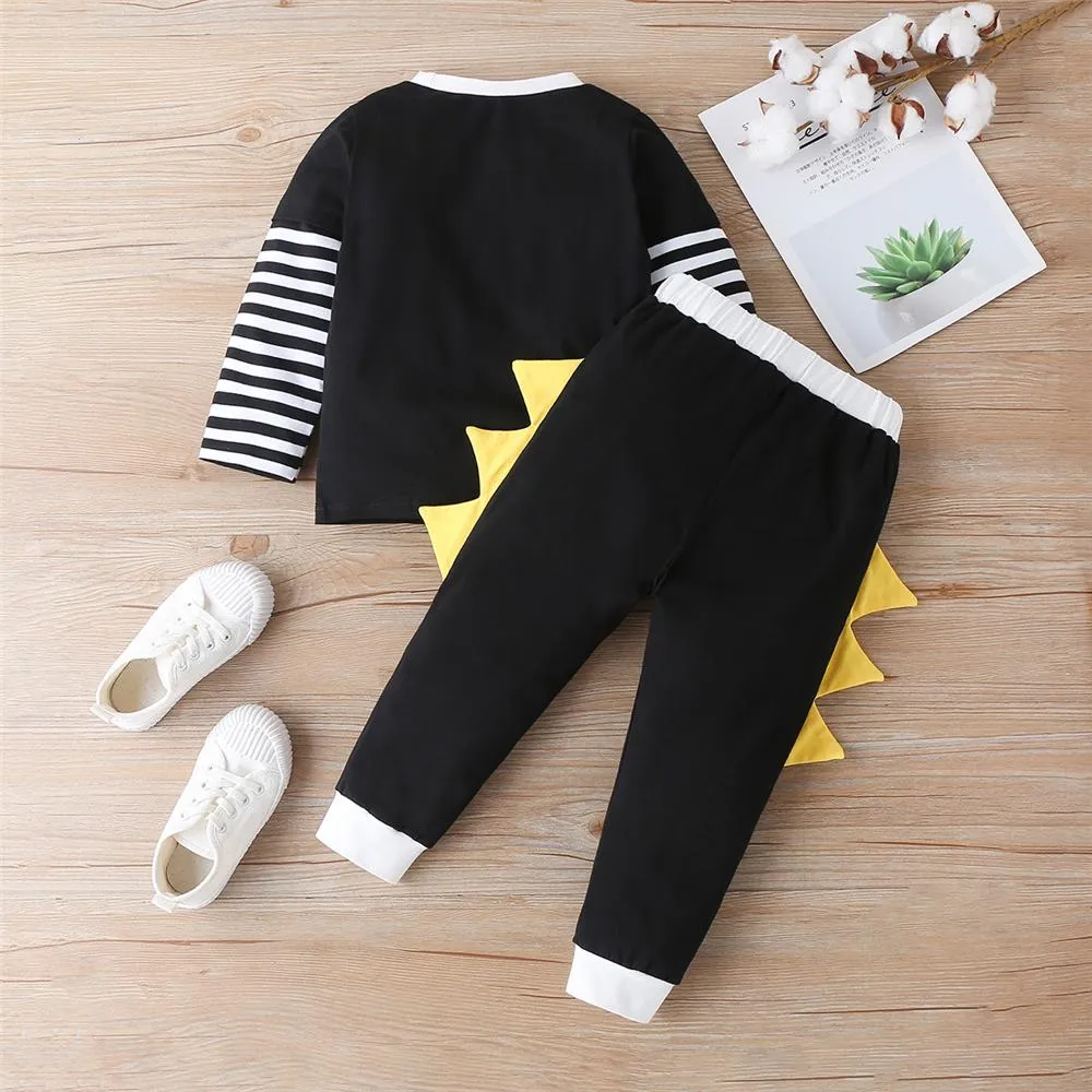 Boys Dinosaur Striped Long Sleeve Top & Pants Boys Wholesale