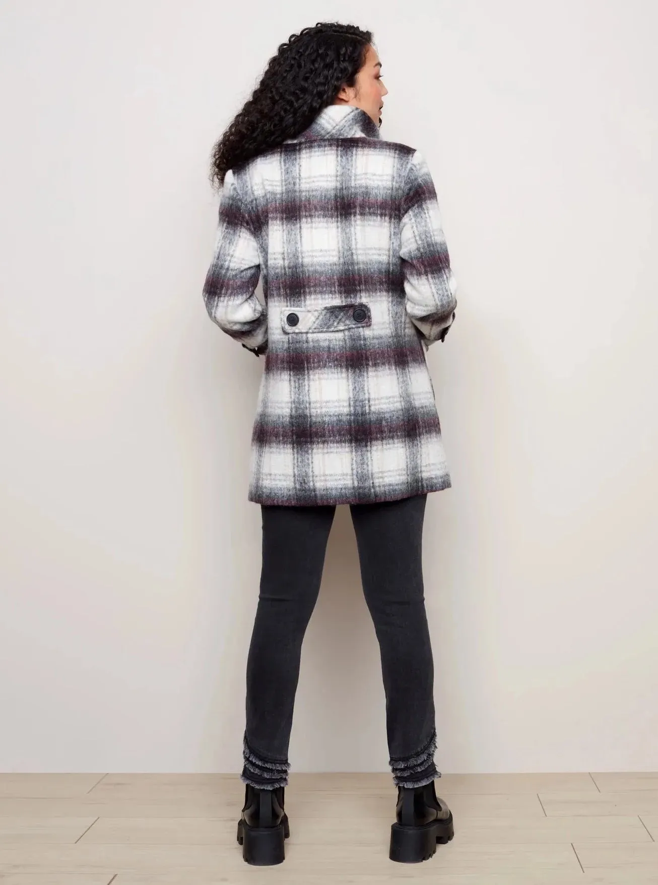Brushed Wool Plaid Coat [Fig-C6104X]