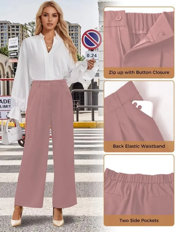Buauty Wide Leg Dress Pants High Waisted Business Work Casual Pants Suit Long Straight Trousers Dressy Outfits Slacks