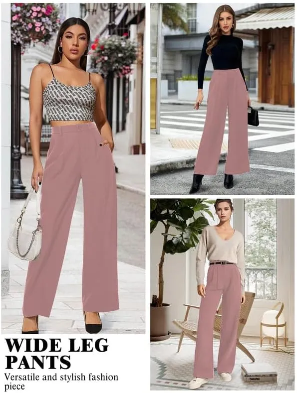 Buauty Wide Leg Dress Pants High Waisted Business Work Casual Pants Suit Long Straight Trousers Dressy Outfits Slacks
