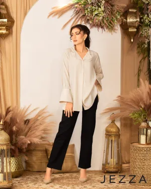Button-Down Cotton Lapel Top 62111