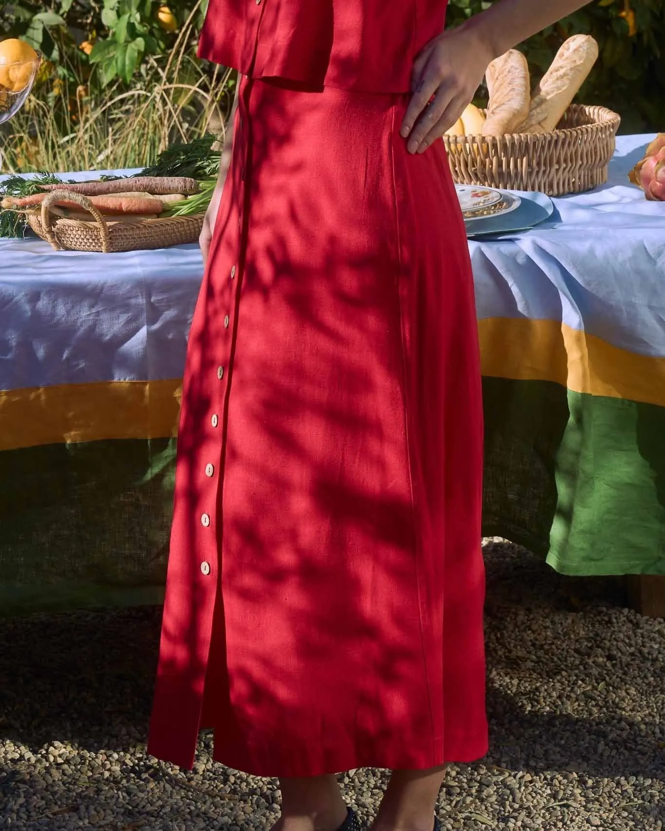 Button Down Skirt - Red