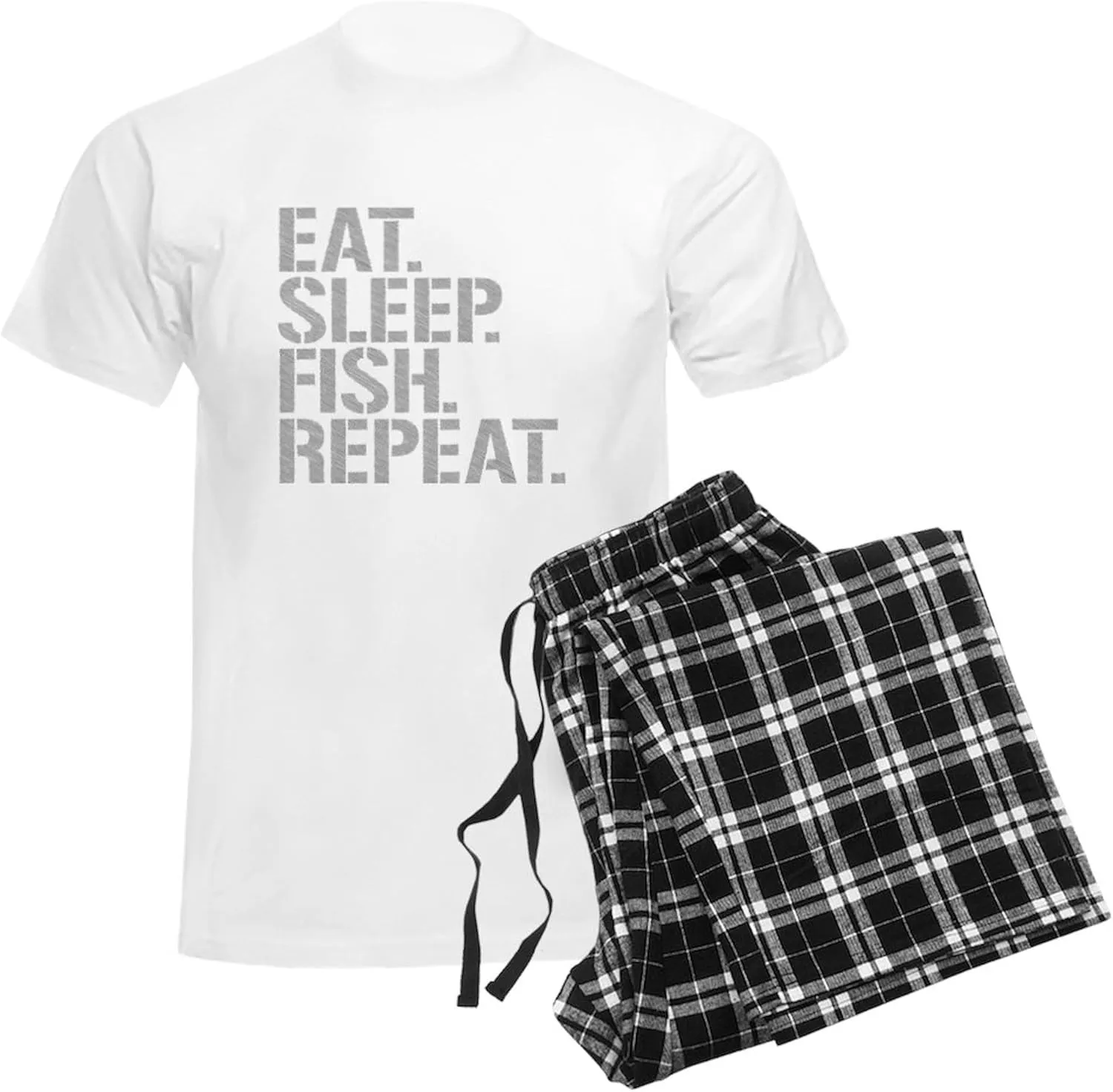 CafePress Eat Sleep Fish Repeat Pajamas Men's Novelty Light Pajama Set, Comfortable PJ Sleepwear