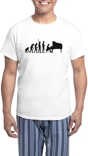 CafePress evolution piano player Men's Light Pajamas Men's Novelty Light Pajama Set, Comfortable PJ Sleepwear
