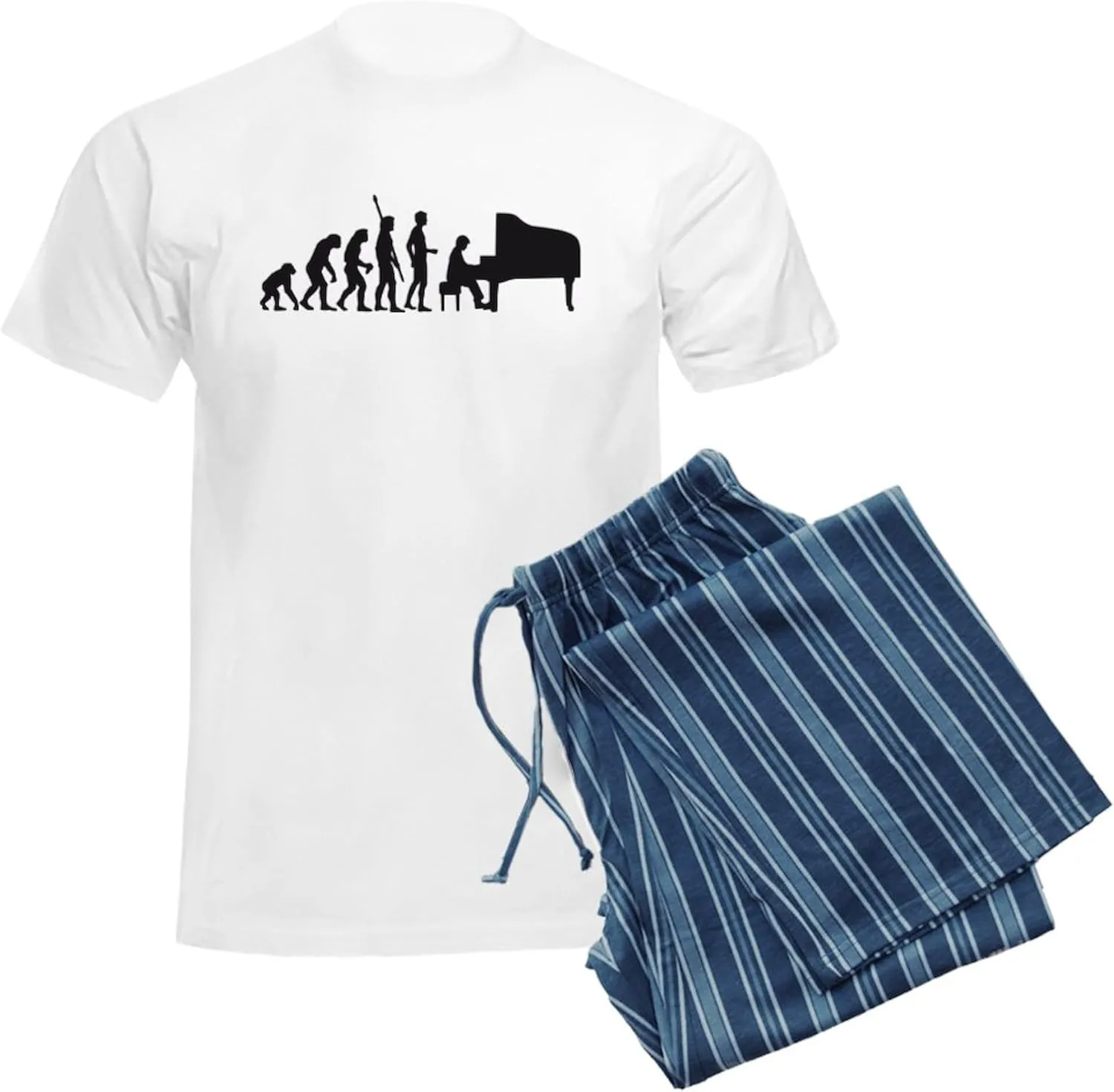 CafePress evolution piano player Men's Light Pajamas Men's Novelty Light Pajama Set, Comfortable PJ Sleepwear