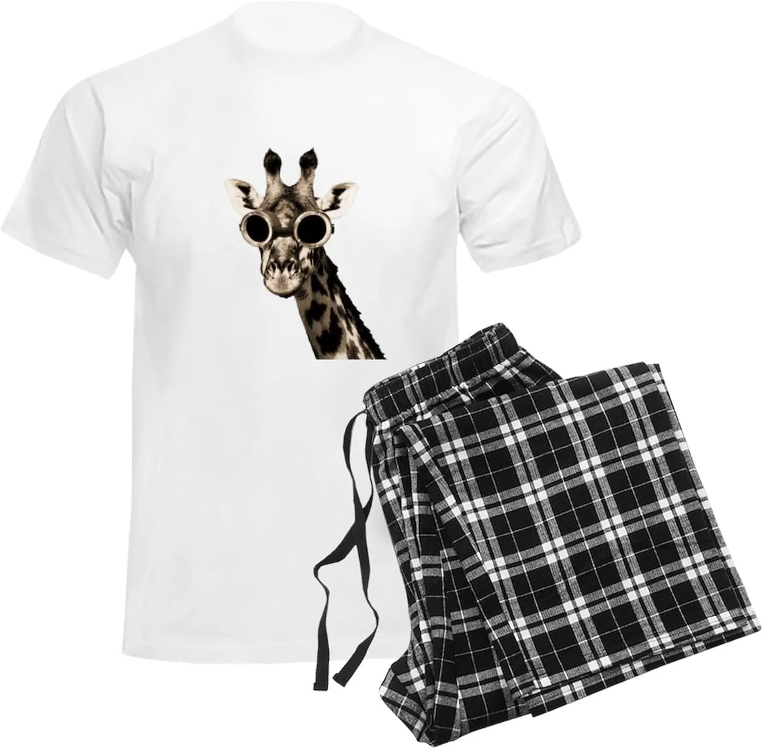 CafePress Giraffe With Steampunk Sunglasses Goggles Pajamas Men's Novelty Light Pajama Set, Comfortable PJ Sleepwear