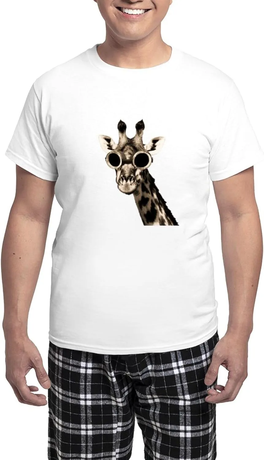 CafePress Giraffe With Steampunk Sunglasses Goggles Pajamas Men's Novelty Light Pajama Set, Comfortable PJ Sleepwear